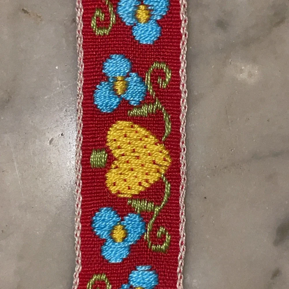 Vintage Red Jaquard Ribbon | Floral Heart Multi color | Craft‎ Ethnic European
